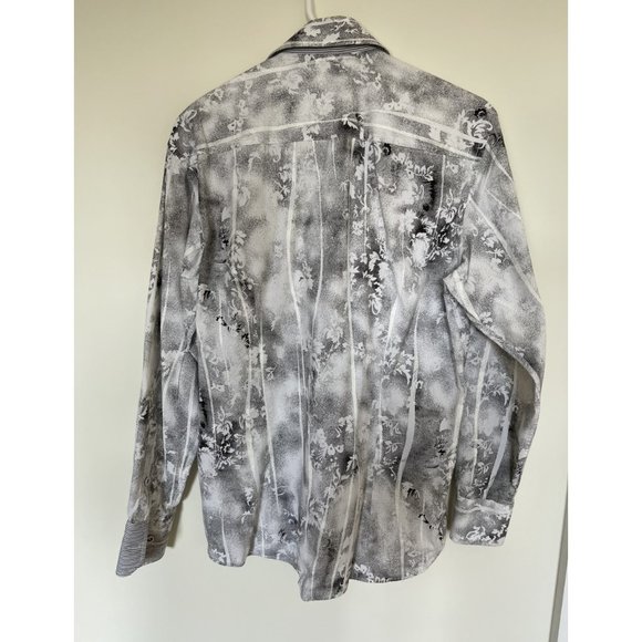 Classic Soho Men Long Sleeves Shirt in Gray and White Flower (Medium) - Picture 2 of 5